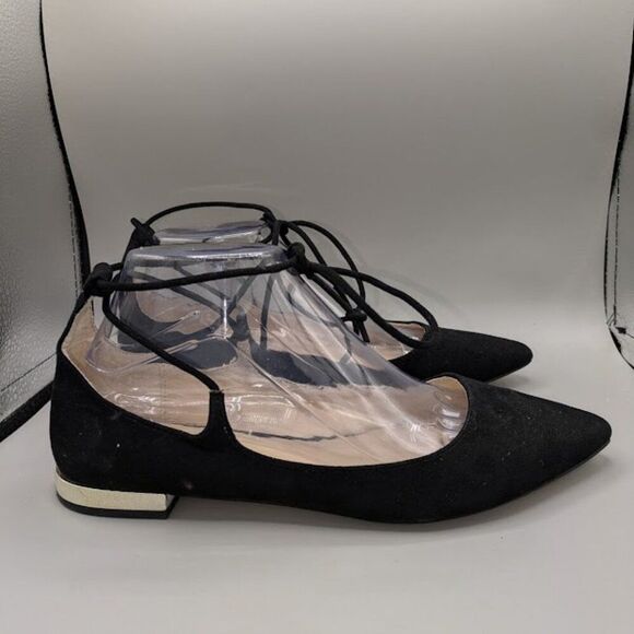 Zara Basic Collection Black Faux Suede Ankle Strap Toe  Size 8, EUR 39 - Picture 1 of 7